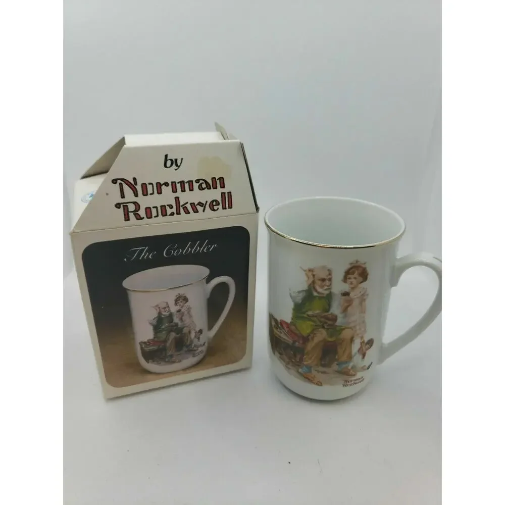 Vintage Norman Rockwell The Cobbler Mug from N Rockwell Museum‎ 1982 New In Box